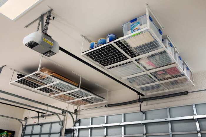 Garage overhead storage storables