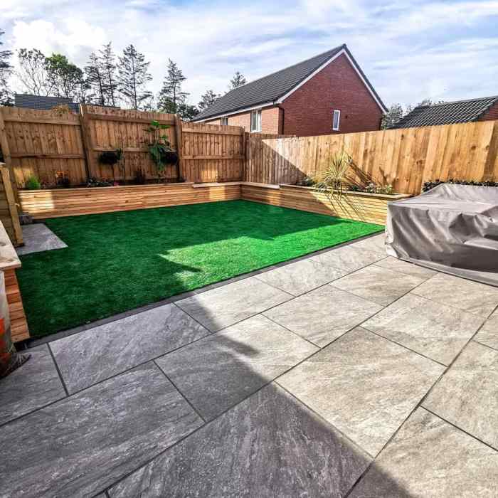 Small garden decking and artificial grass ideas