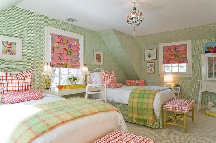 Pink green bedroom ideas