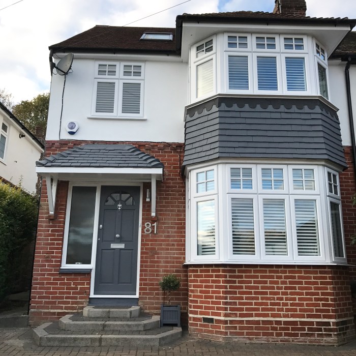 House cladding grey windows exterior double window anthracite bungalow dormer porch google cedar upvc glazed nuthall choose board