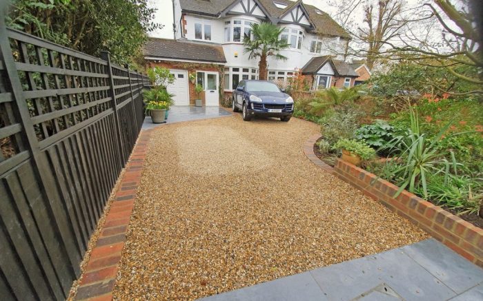 Driveway gravel landscaping edging driveways stone circle rock border concrete circular front parking ways types designs area pavers garden landscape