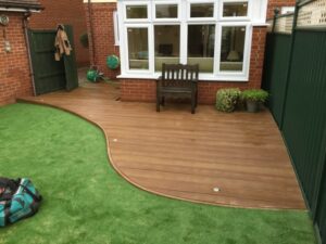 Small garden decking and artificial grass ideas