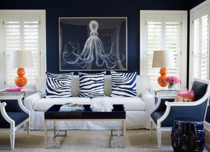 Navy wallpaper living room ideas