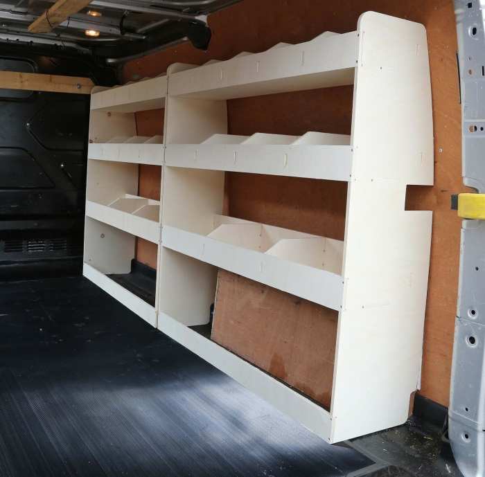 Racking van vivaro vauxhall shelving package plywood talento fiat vans 2001 model playwood demarvan brand