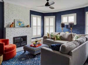 Navy wallpaper living room ideas