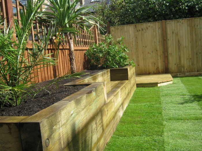 Vertical sleepers railway raised beds garden edging bed border sleeper landscape borders railroad landscaping diy fence ties kevin designs tie