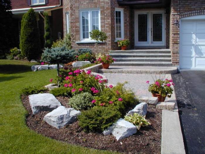 Yard front landscaping garden designs continental style homebnc